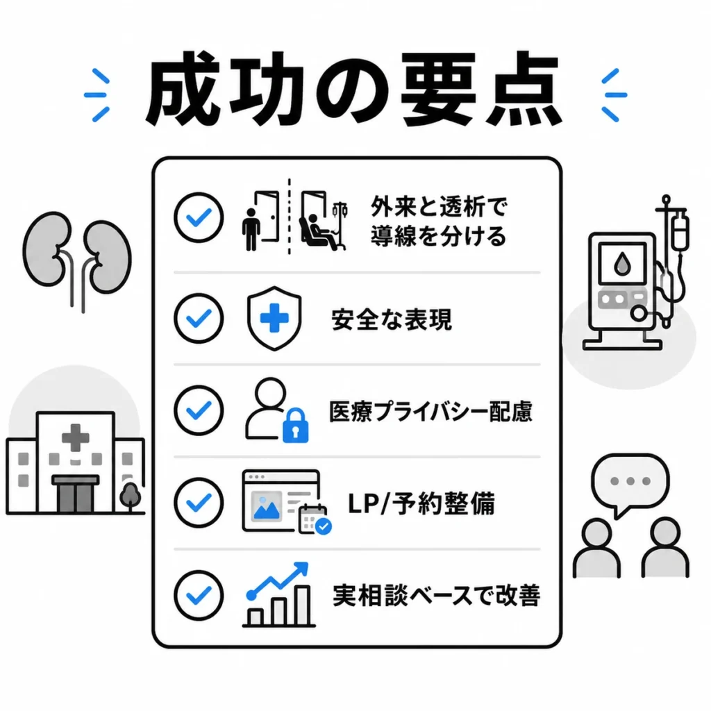 腎臓内科・透析クリニックのX広告活用で押さえたい成功要点のチェックリスト